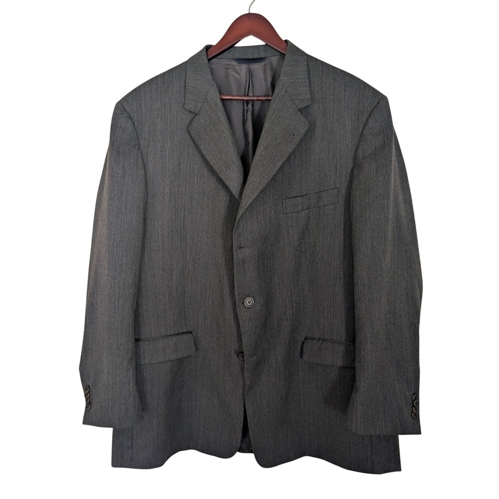 Burberry London Mens 48R Wool Blazer Sport Coat Charcoal Grey Fine Houndstooth